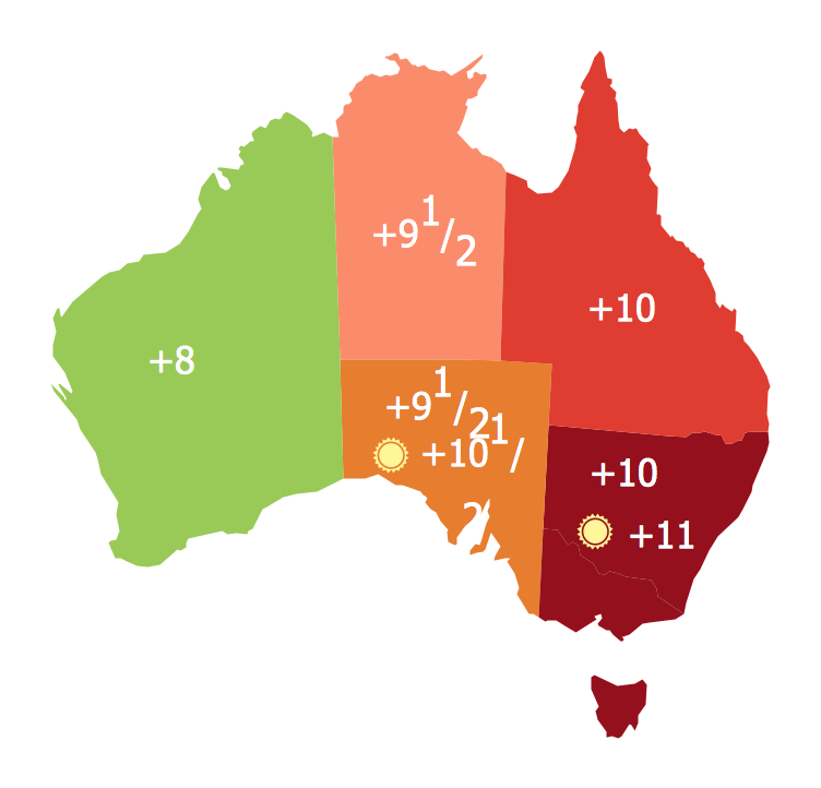 Continents Map - Australia States Timezones