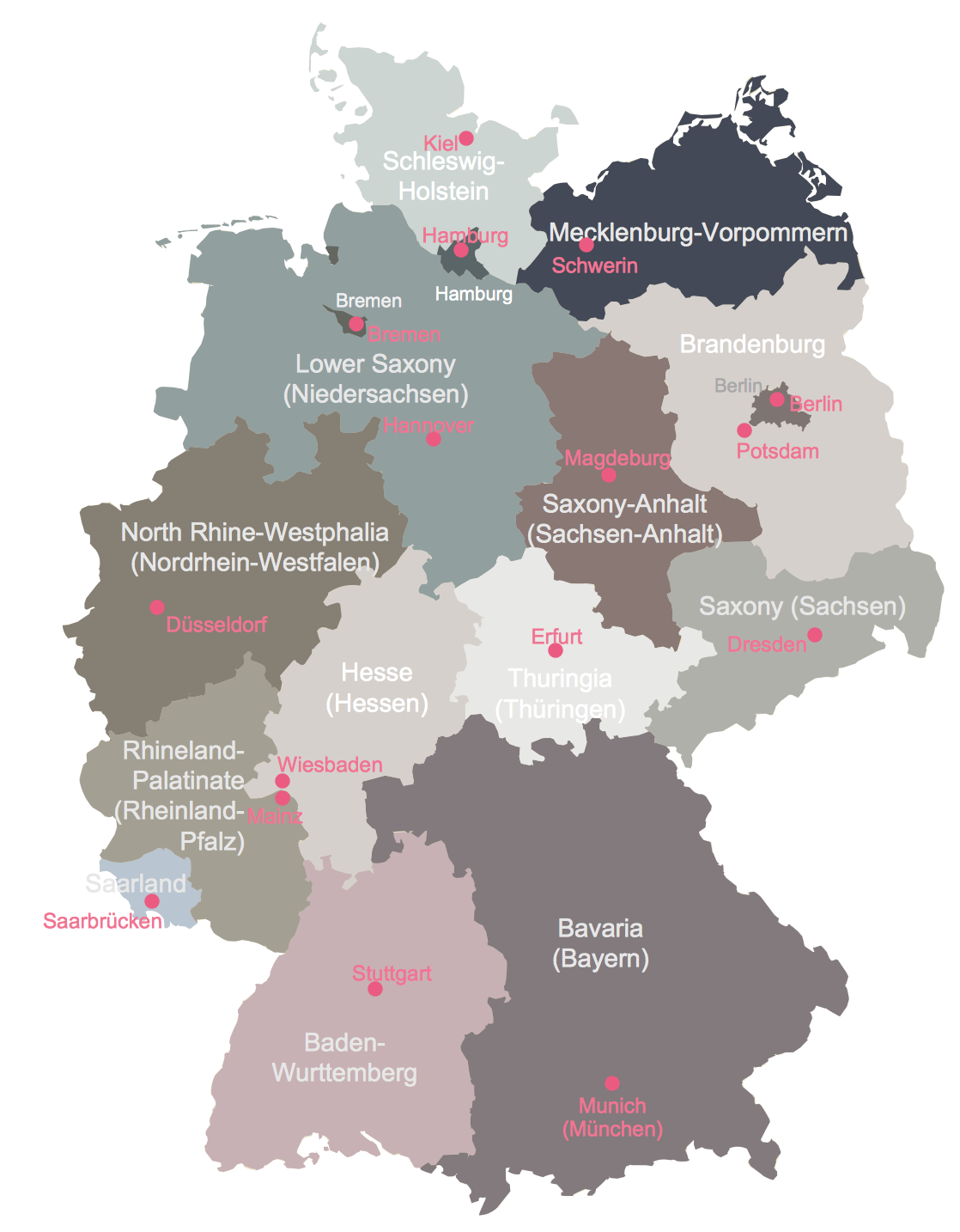 Maps of Germany With Cities *
