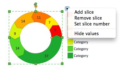 Percentage arrow ring chart object with action menu