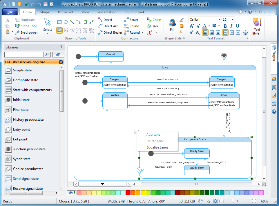 UML state machine diagram software for windows