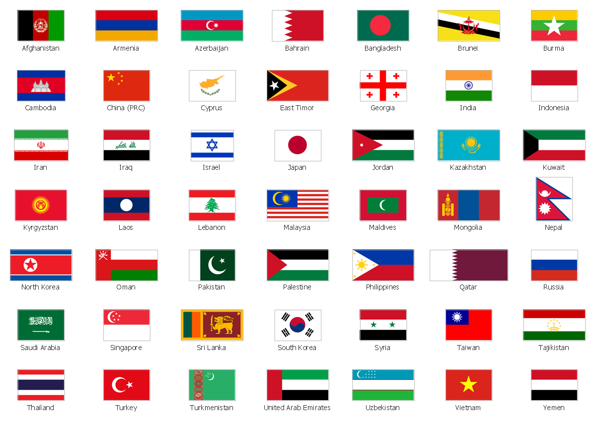 Design elements - Asia flags