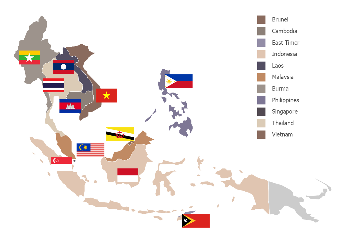 Southeast Asian Countries Map 85