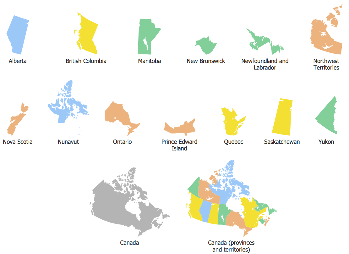 Geo Map - contours of Canada countries