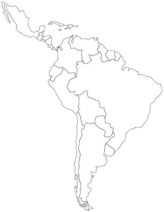 Black And White Map Of Latin America 90