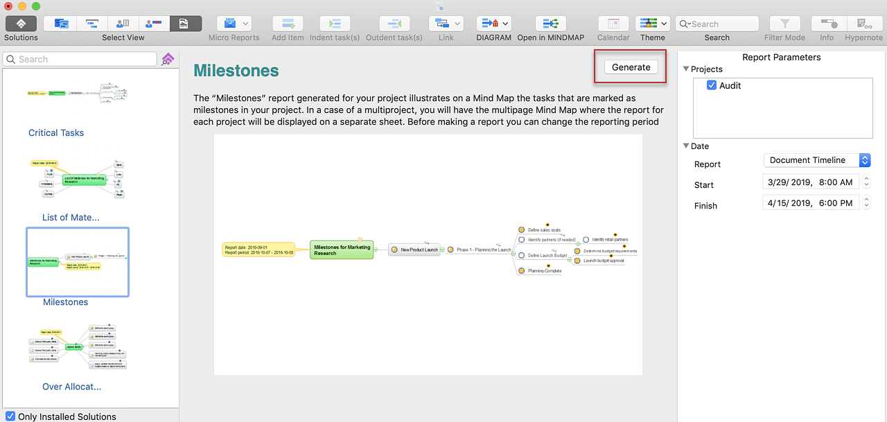 report-on-project-milestones-with-mind-map
