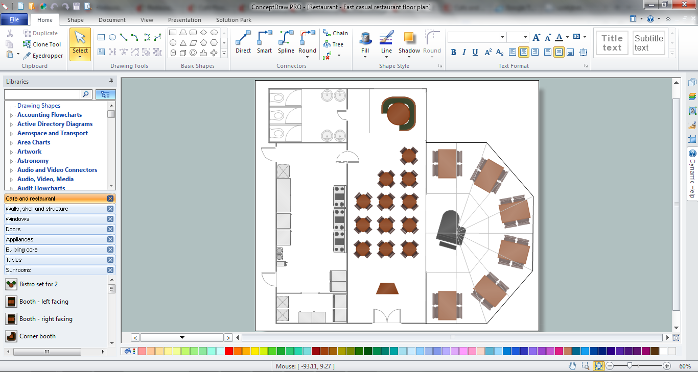 Restaurant Layouts design in ConceptDraw DIAGRAM title=