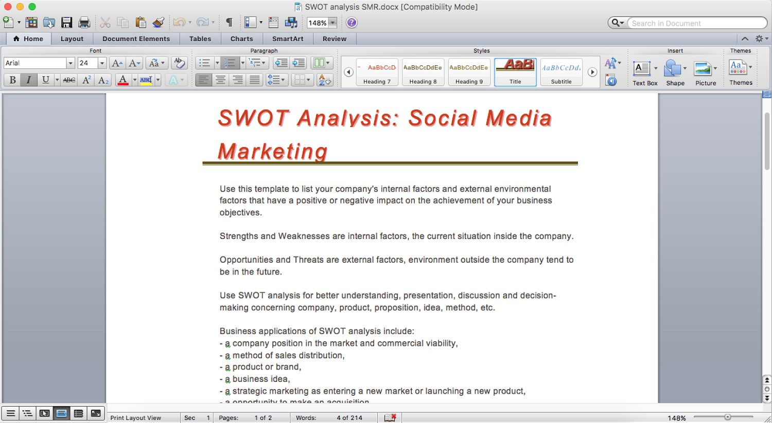 How to Make SWOT Analysis in a Word Document