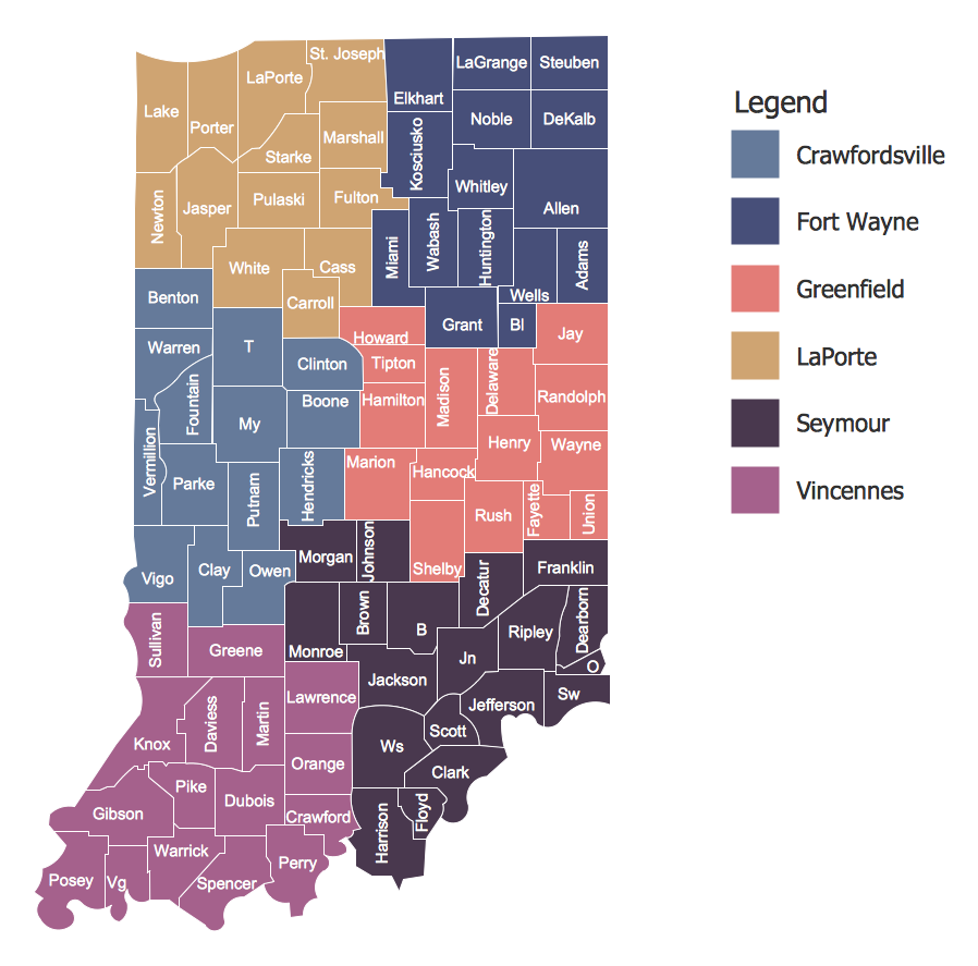 USA Maps - INDOT Districts Map