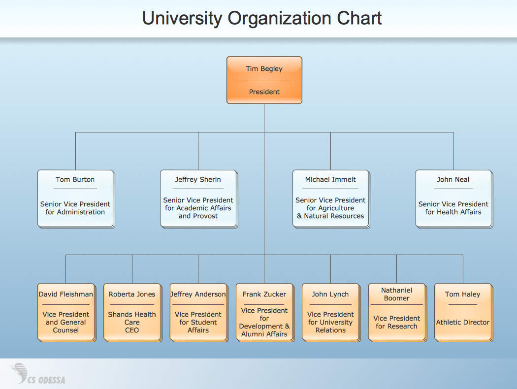How do you find a sample organization chart?