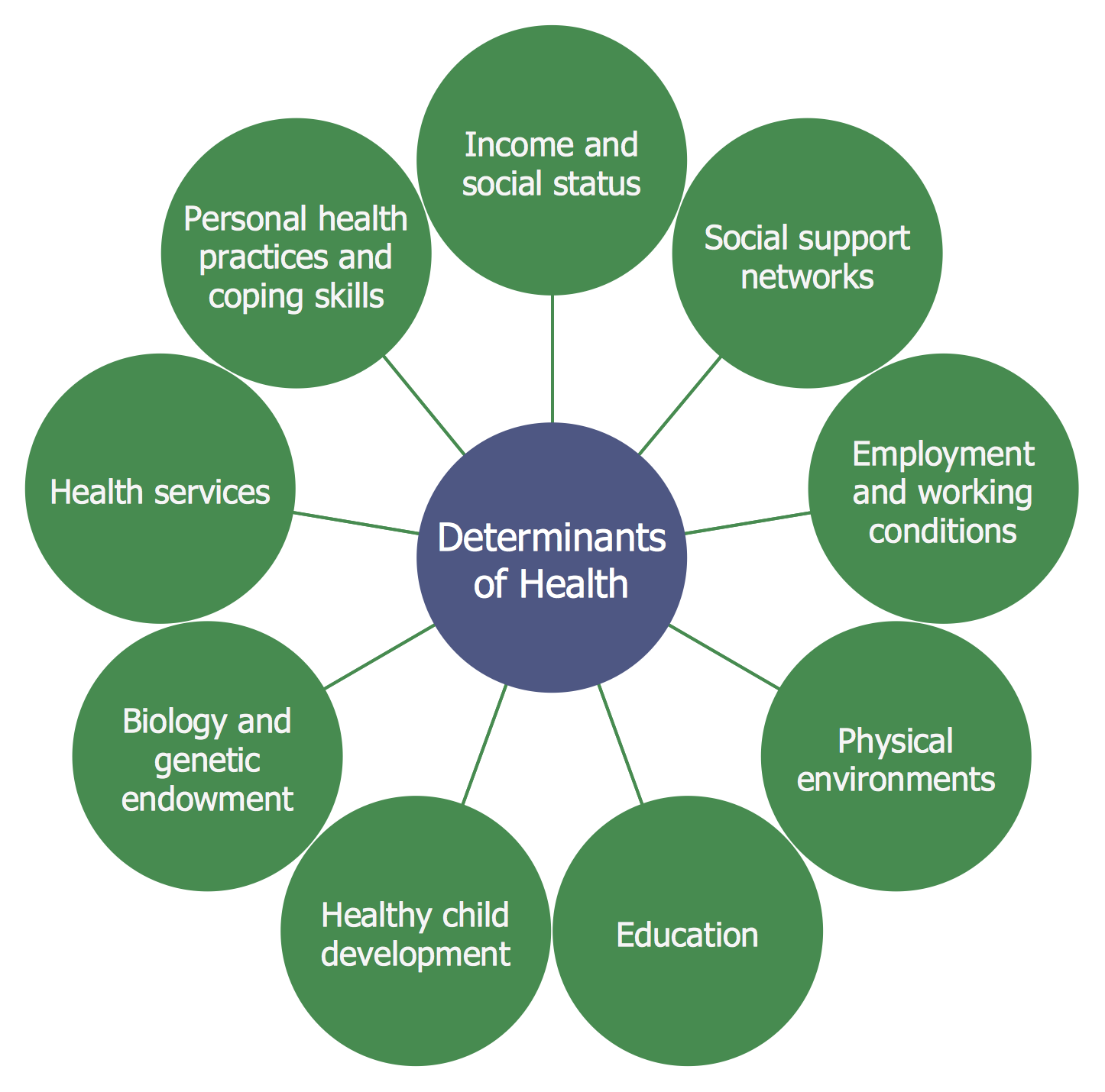 Circle-spoke Diagram — Social Determinants of Health
