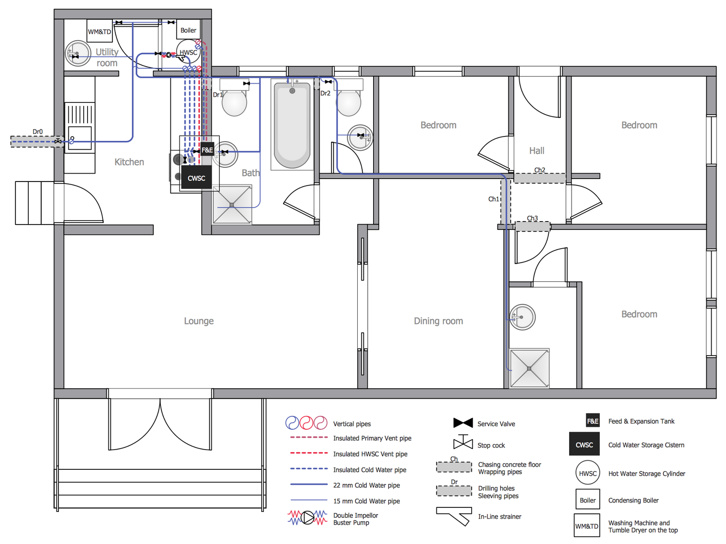 Building Plumbing Piping Plans Cold Water