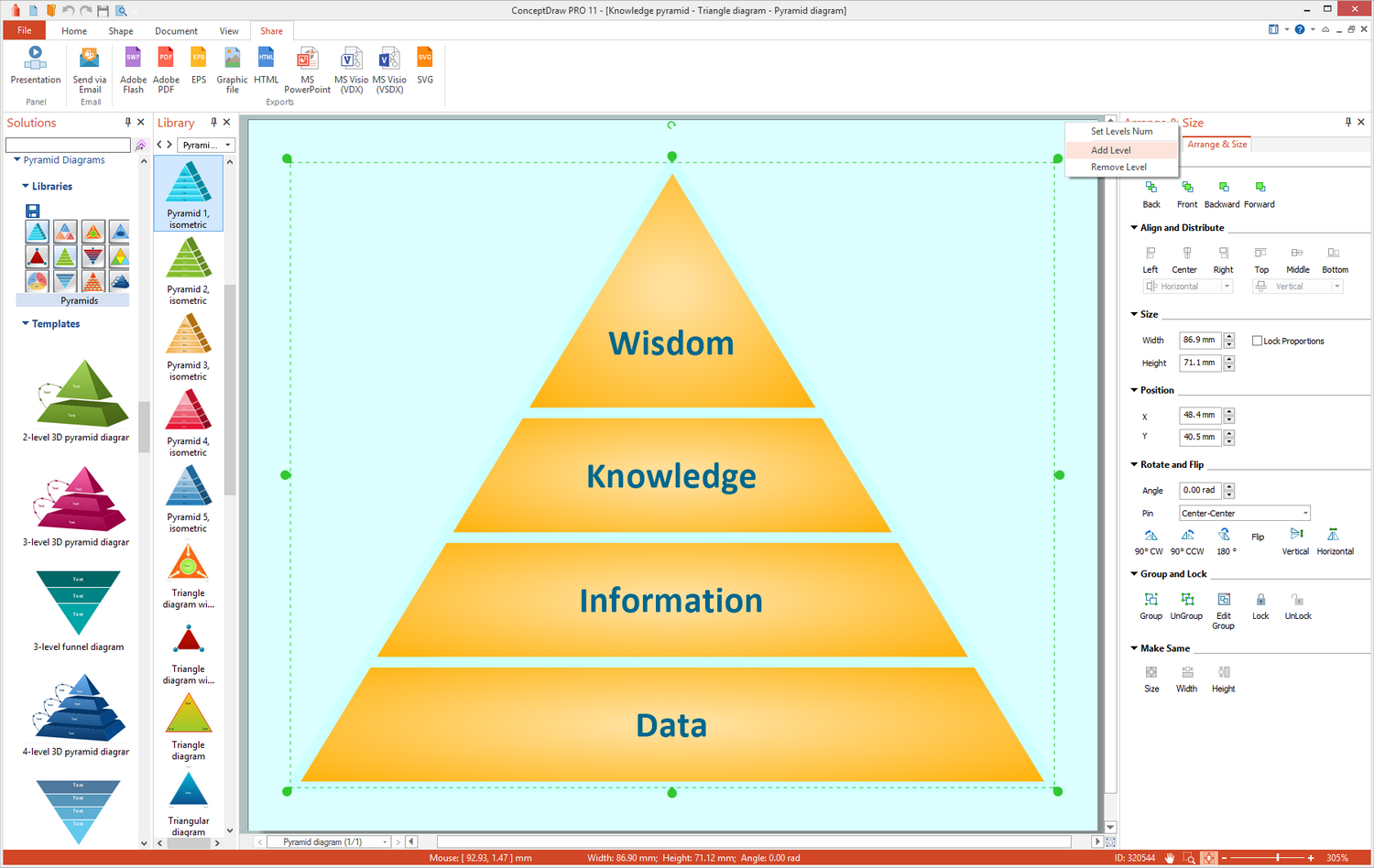 Pyramid Diagrams Solution for Microsoft Windows