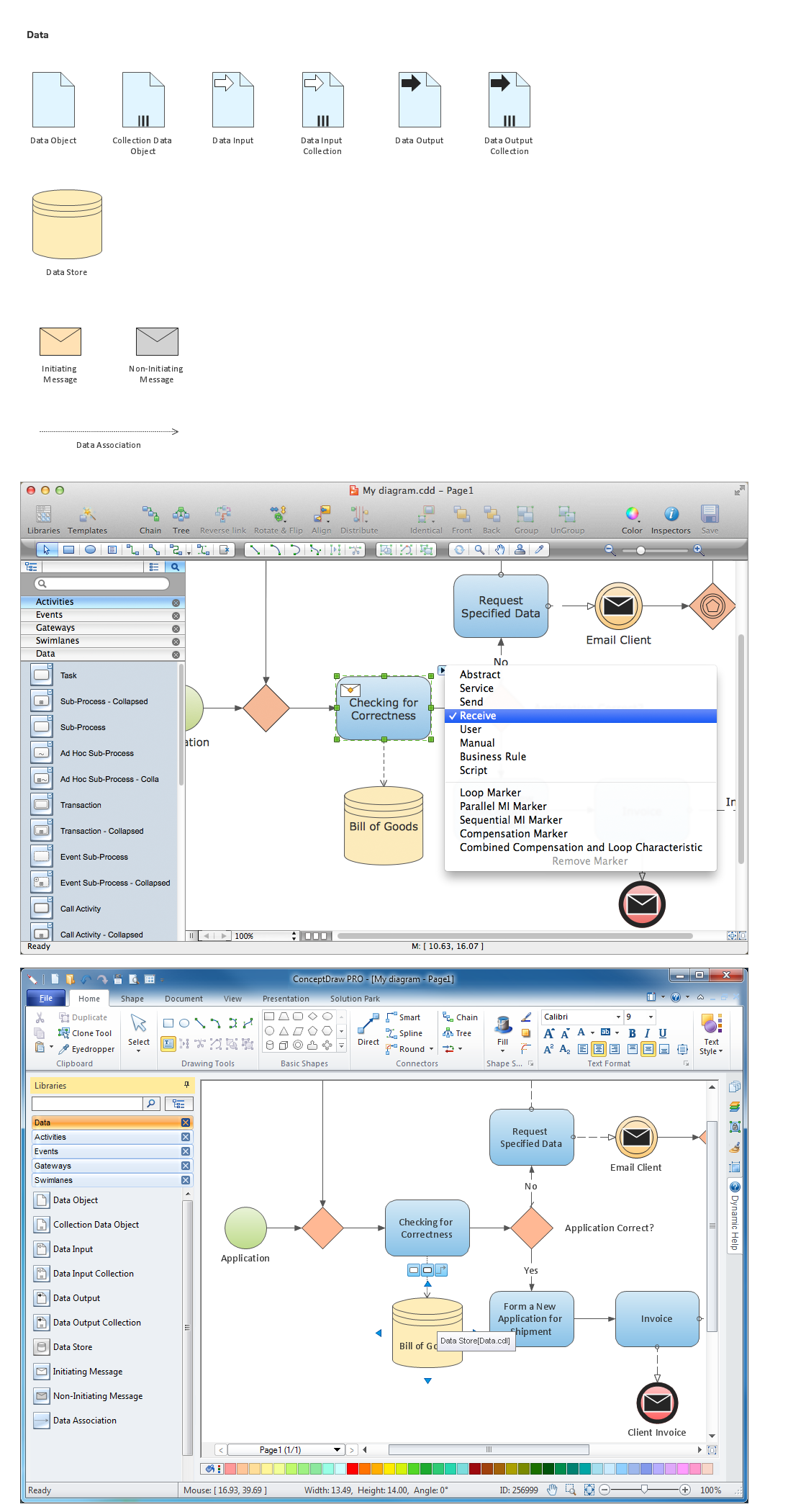 Diagramming Software for Business Process | Design Elements: Data