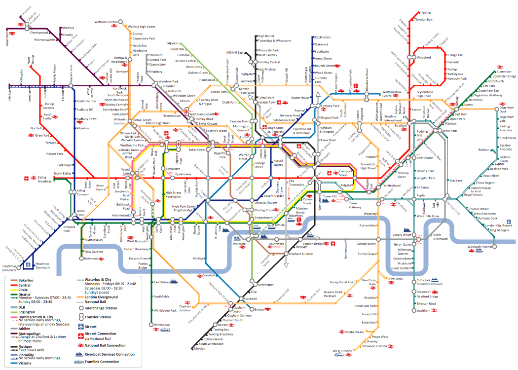 ConceptDraw sample of Metro Map style infographics tube map of London - how to draw metro maps using solution Metro Map