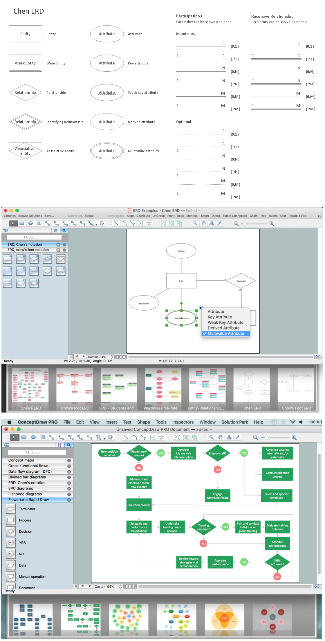 Entity Relationship Diagram Software, Design Elements - Chen (Windows, Macintosh)