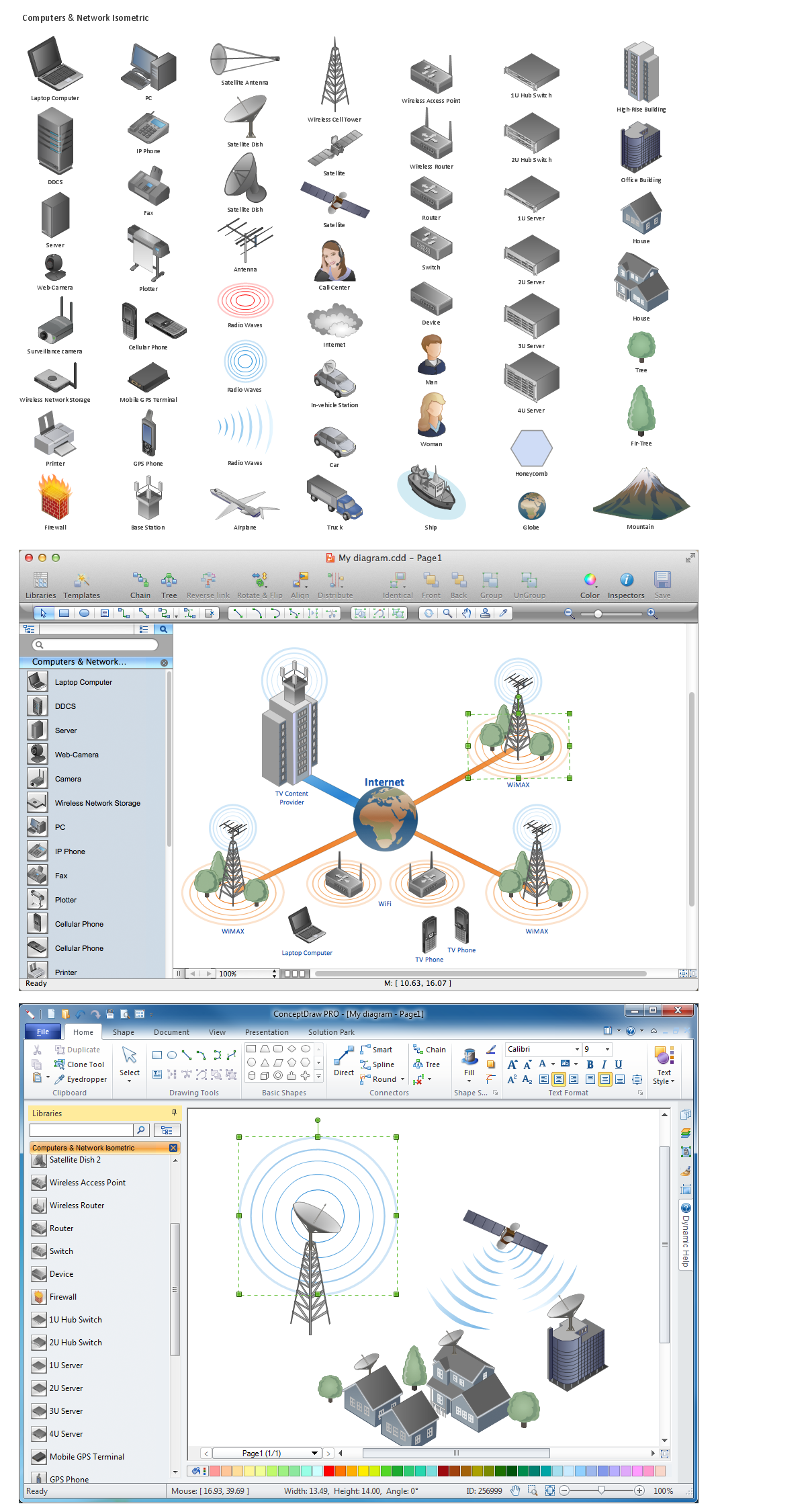 Network Diagramming Software, Design Elements — Computer and Network (Windows, Macintosh)