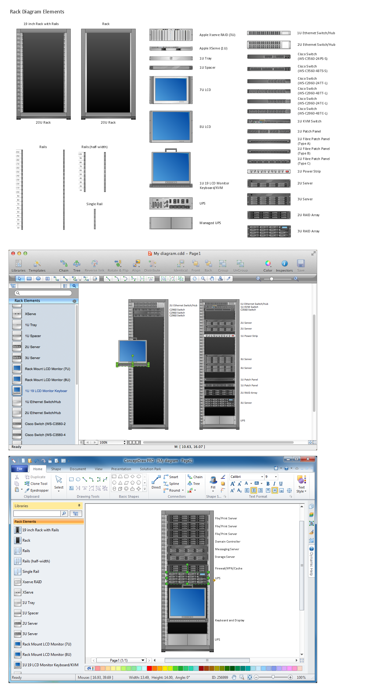 Network Diagramming Tools | Design Element for Rack ... leviton schematic wiring diagram 