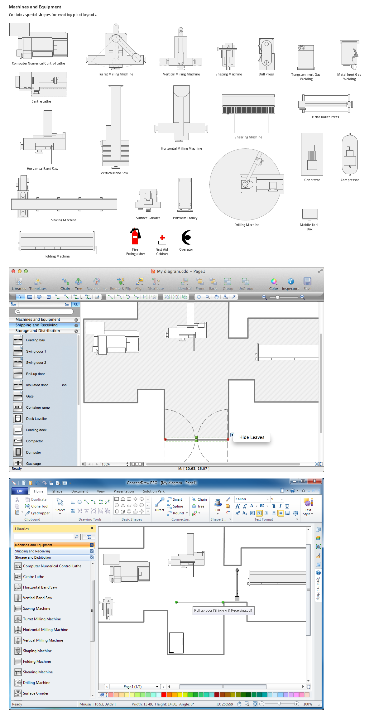 Building Drawing Tools.  Design Elements — Machines and Equipment