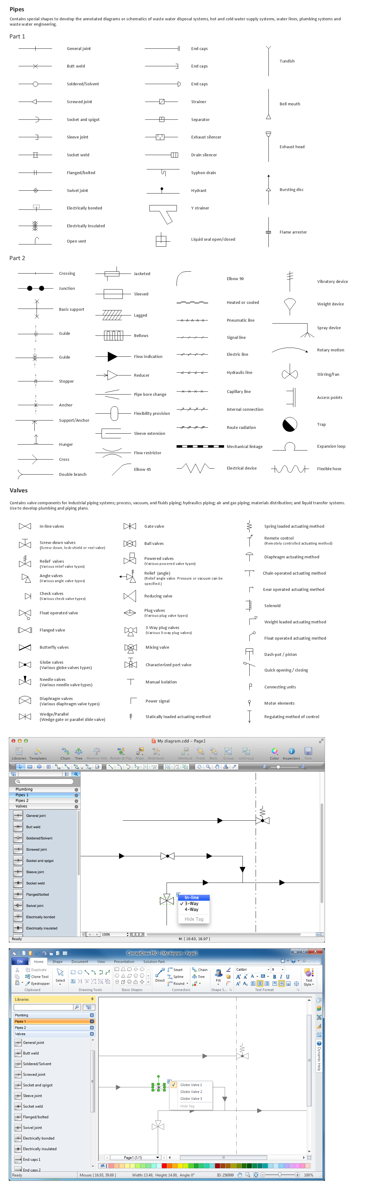 Building Drawing Tools.  Design Elements — Piping Plan