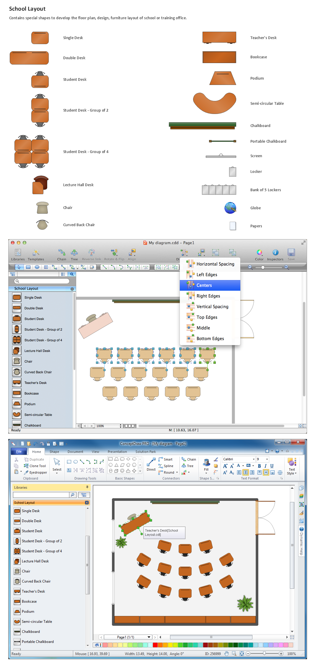 Building Drawing Tools.  Design Elements — School Layout