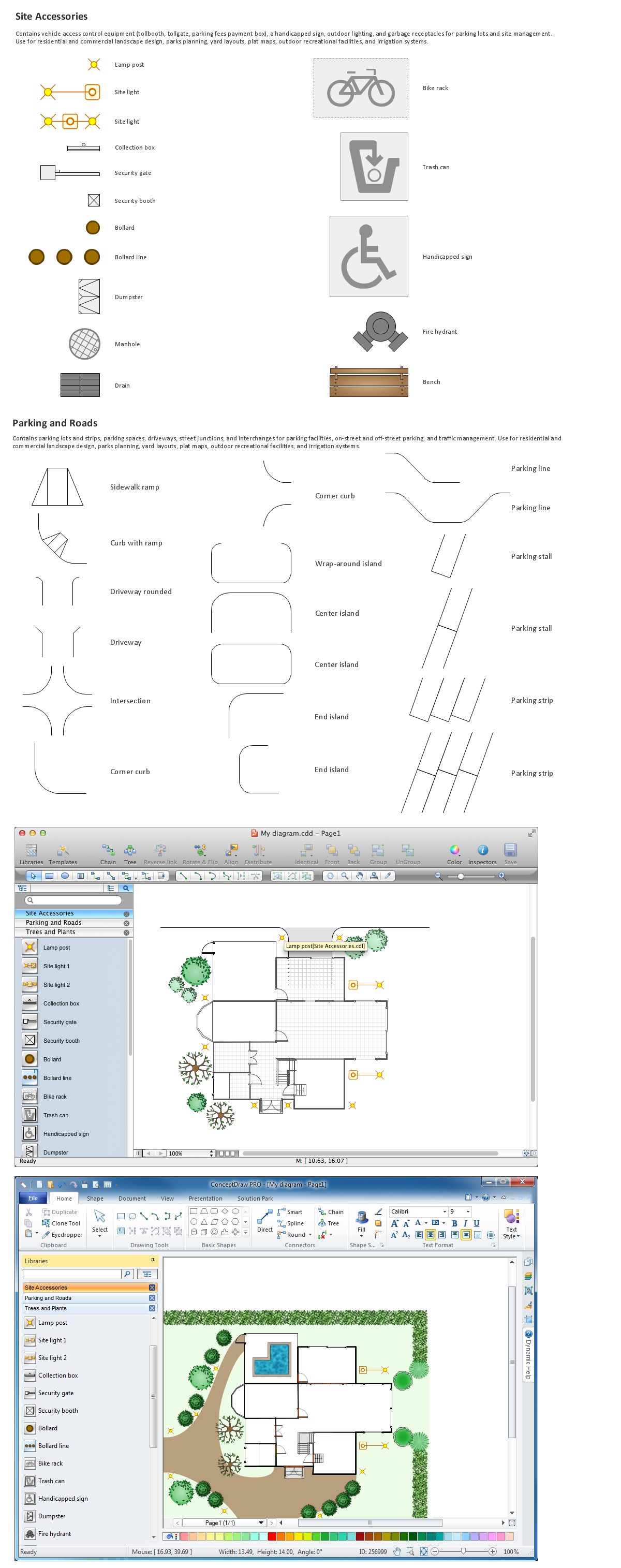 Building Drawing Software.  Design Elements — Site Plan