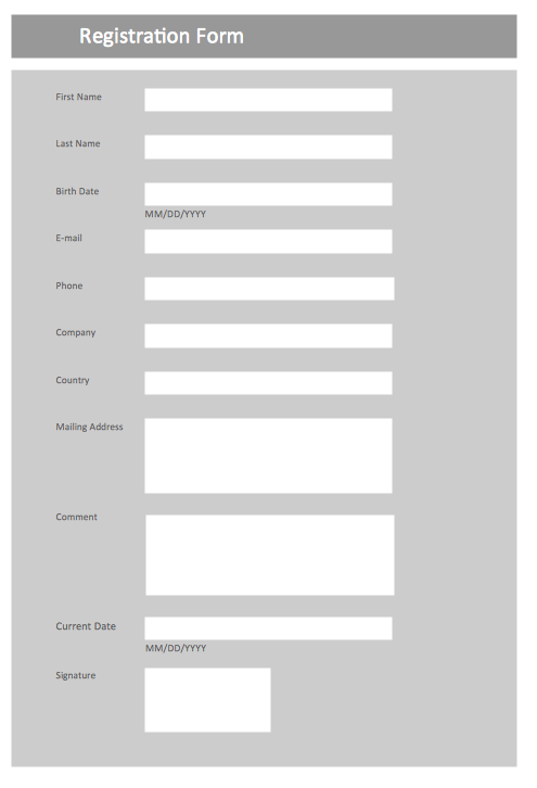 Registration form template