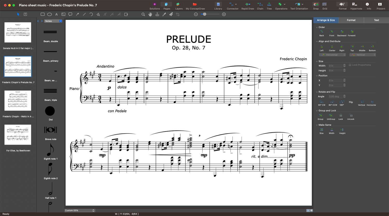 Make Piano Sheet Music in ConceptDraw DIAGRAM