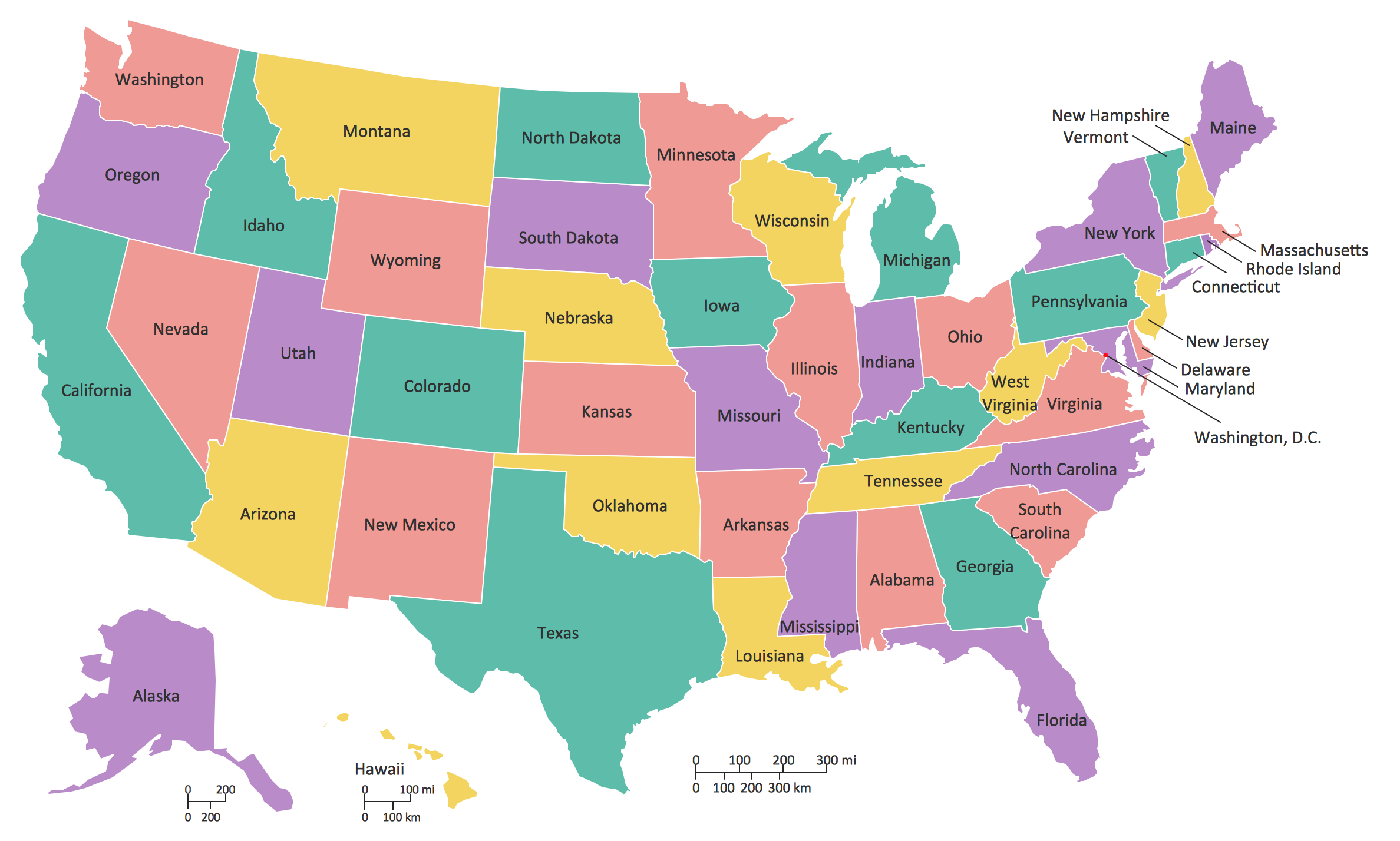 North America map with capitals - Template | Geo Map — United States of ...