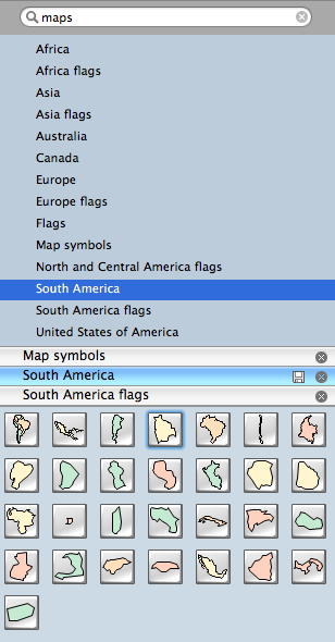 Geo Map - program library elements of South America Continent
