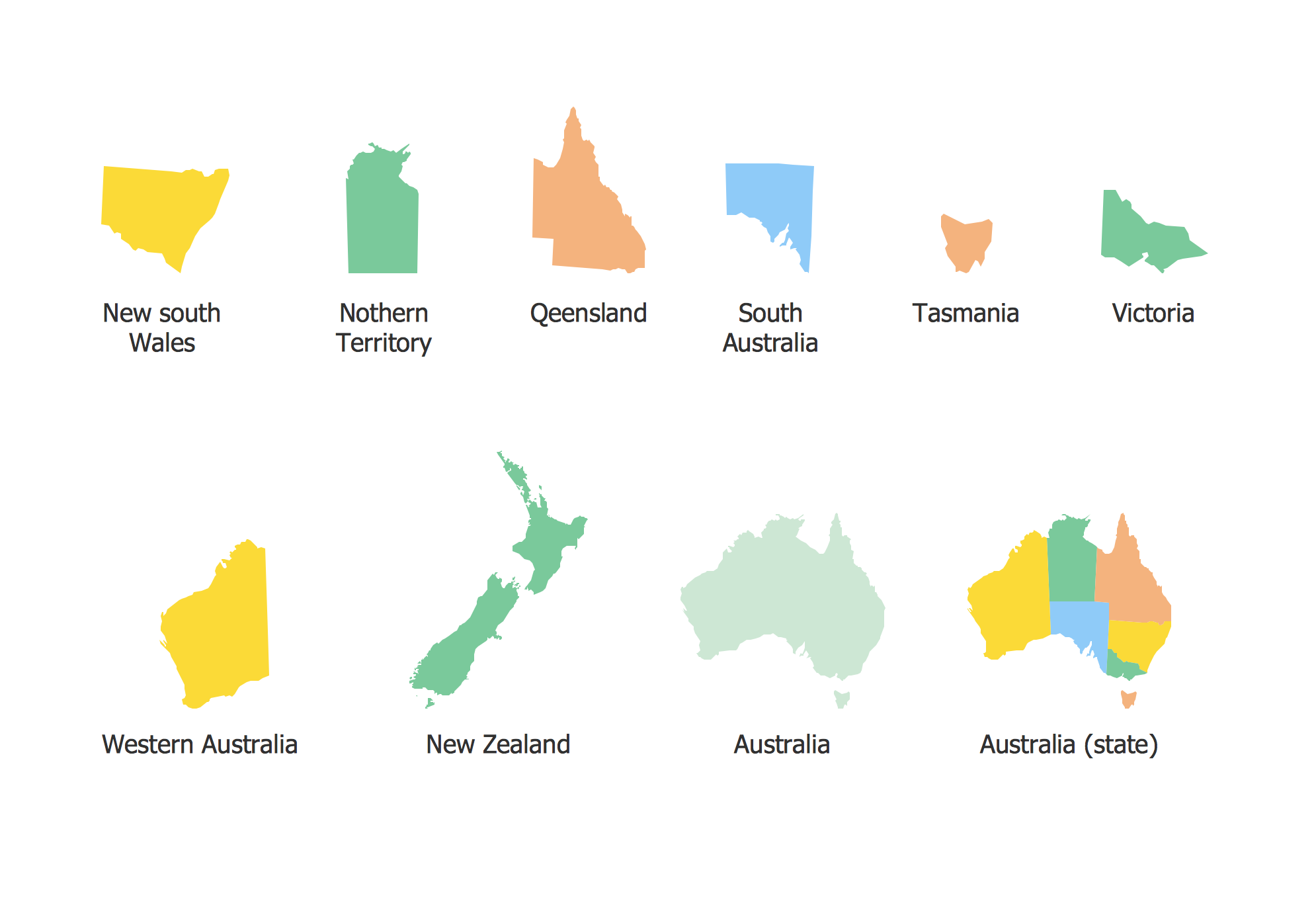 Geo map - elements of Australia