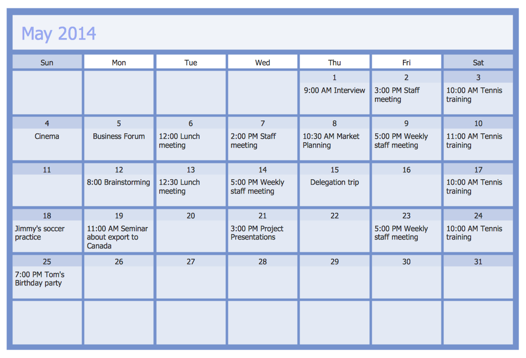 Schedule Examples Templates