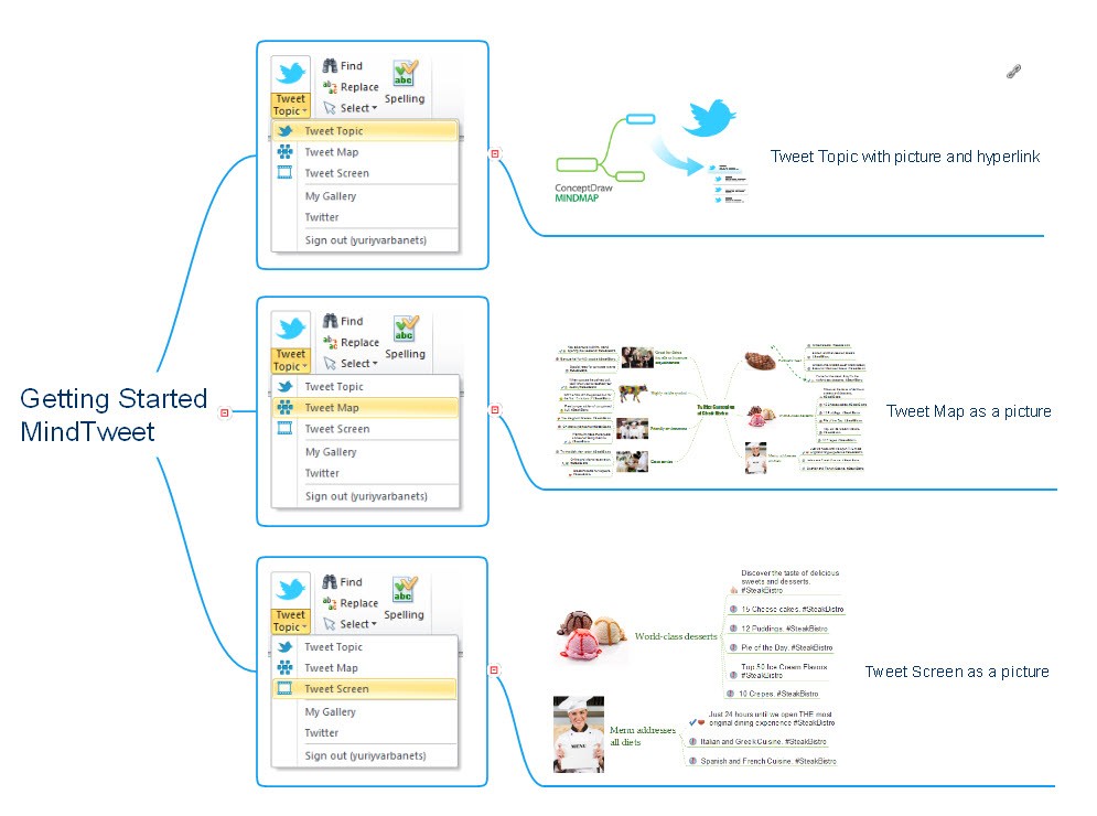 Printing, e-mailing, and tweeting maps <br>from ConceptDraw MINDMAP  *