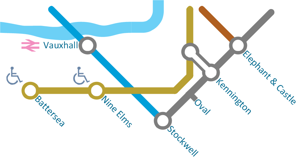 Metro map - Northern line extension to Battersea via Nine Elms
