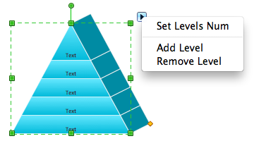 Pyramid diagram isometric object with action menu