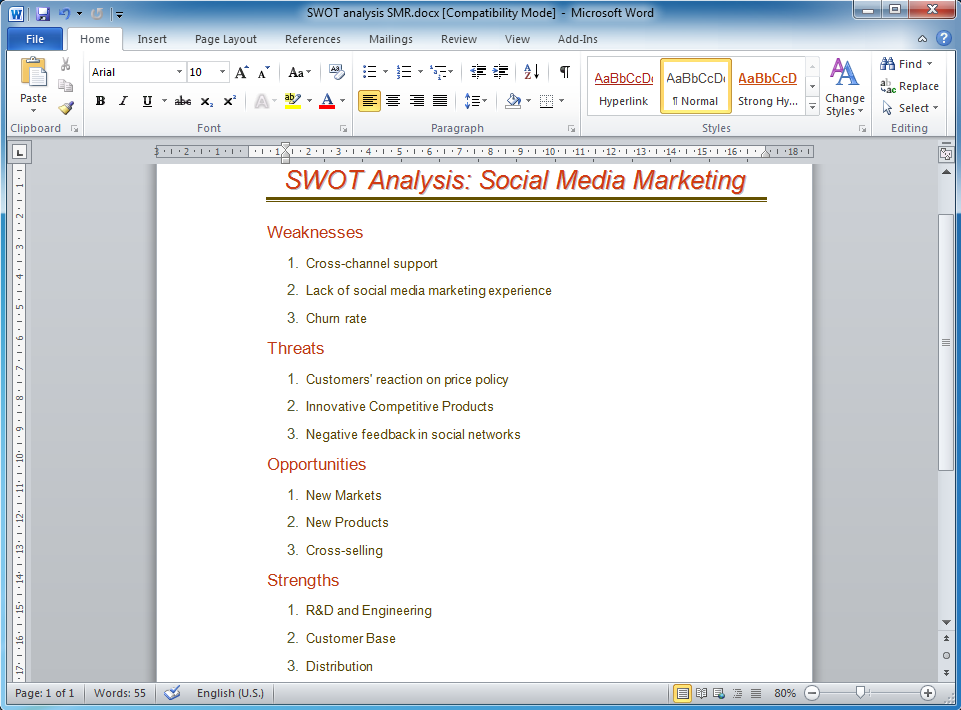 How to Make SWOT Analysis in a Word Document