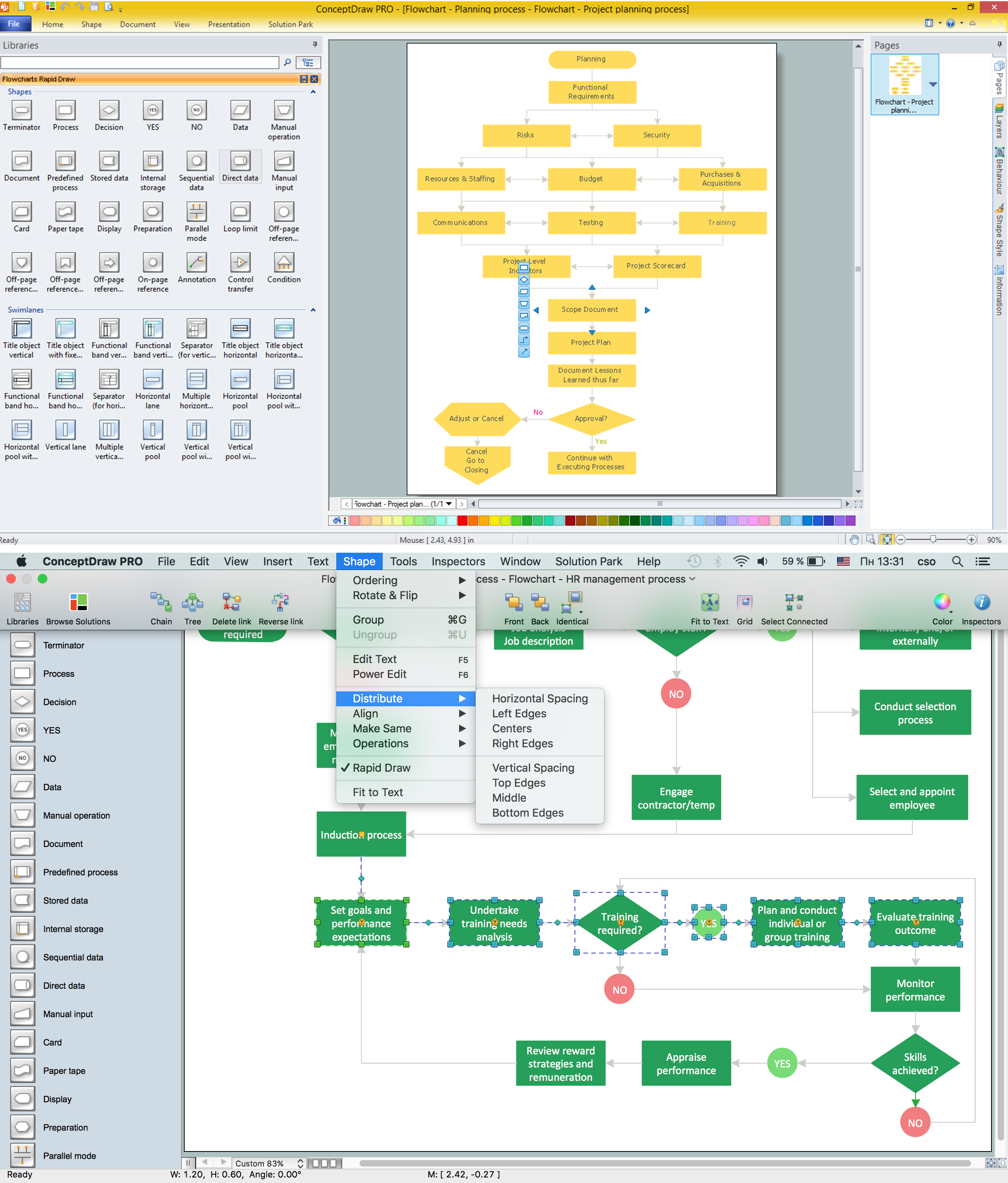 Software for flowchart diagrams