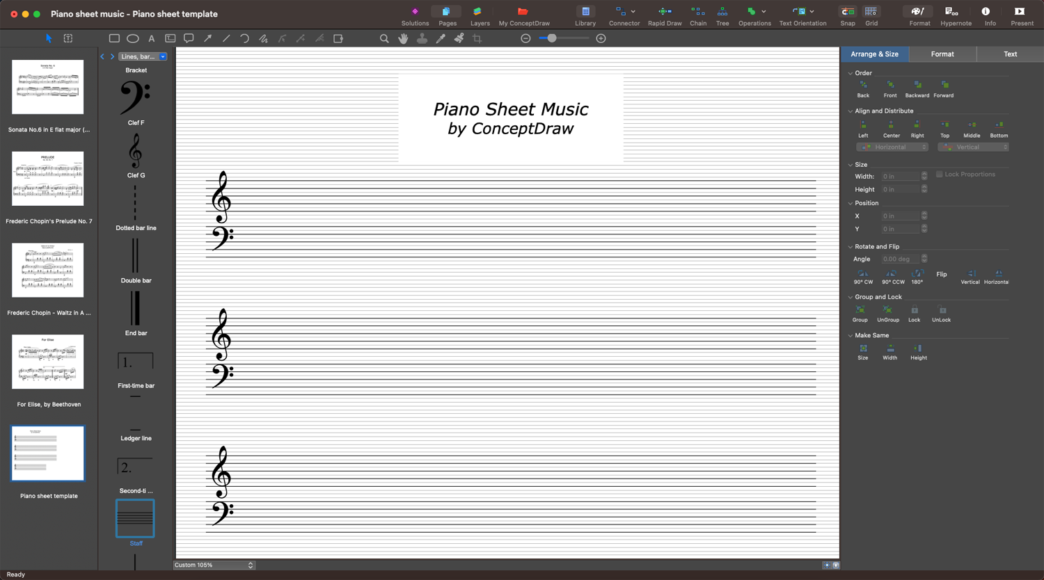 Blank Sheet Music in ConceptDraw DIAGRAM Software