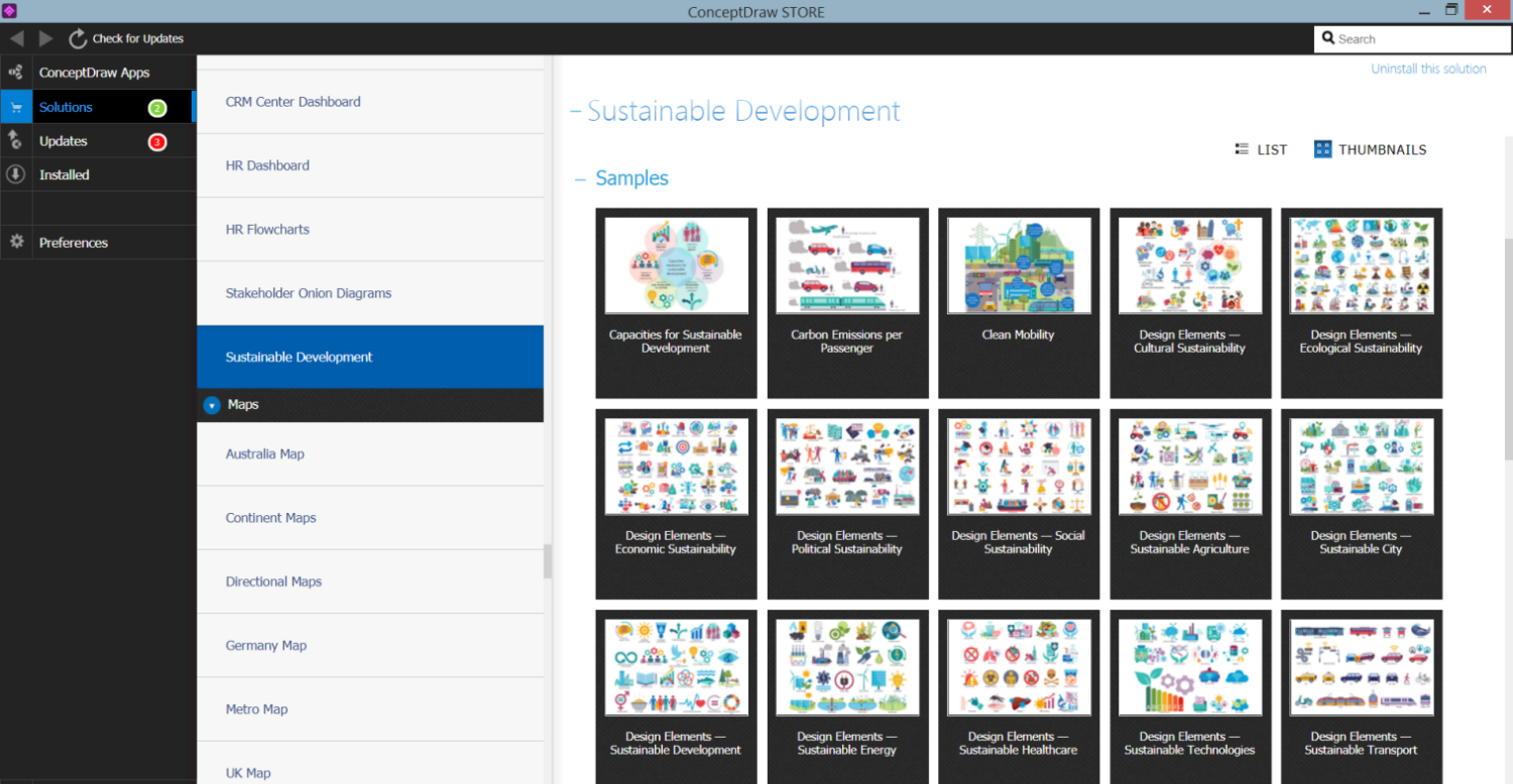 Sustainable Development Solution in ConceptDraw STORE
