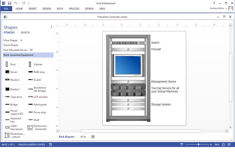 Rack-mountain diagram in MS Visio