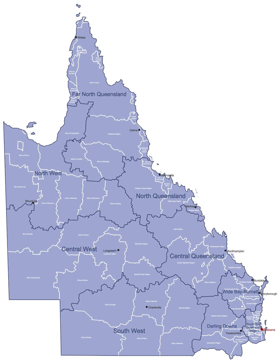 Australia Map - Queensland Local Government Areas