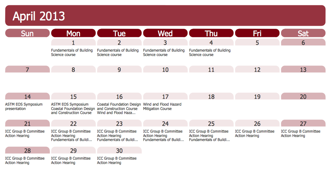 Activities Calendar - FEMA Building Science Branch