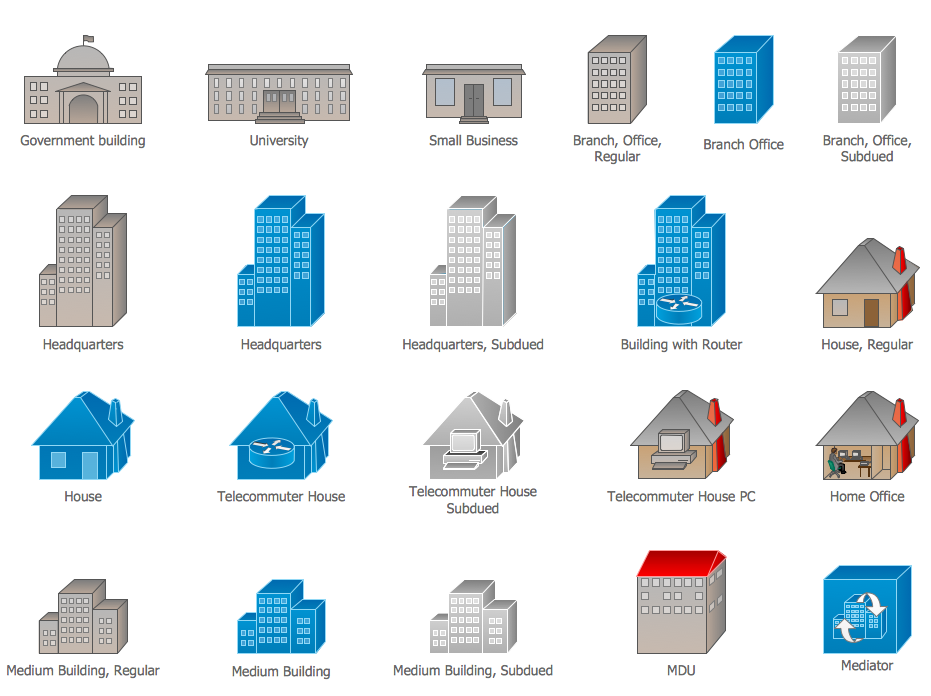 Cisco Network Diagram. Design Elements - Cisco Buildings (Win Mac)