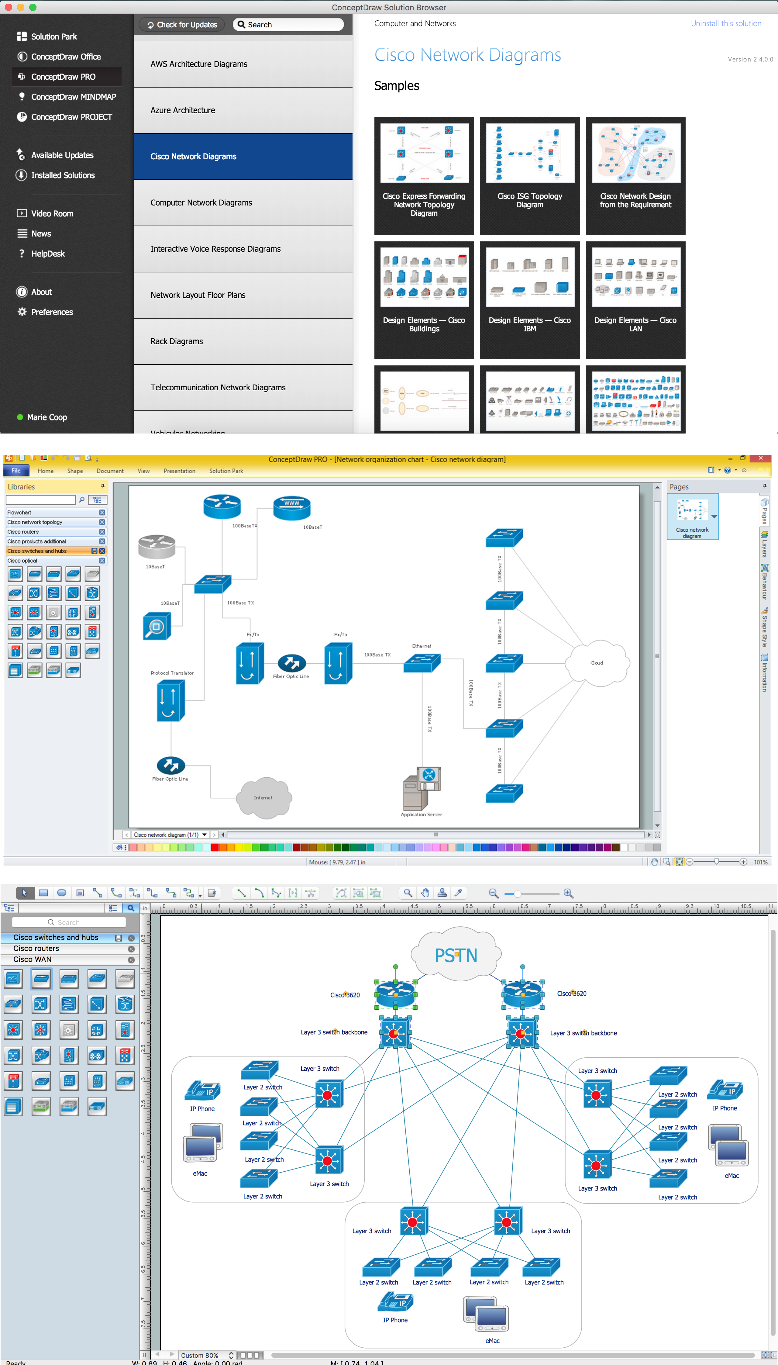 Cisco Switches and Hubs. Cisco icons, shapes, stencils and symbols