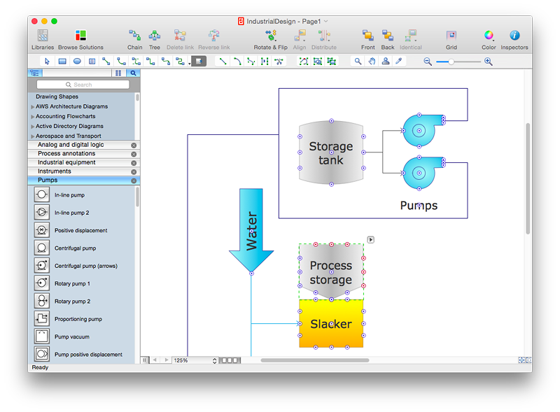 Connection points indicated on the conceptdraw diagram