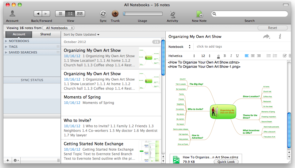Export from ConceptDraw MINDMAP to Evernote