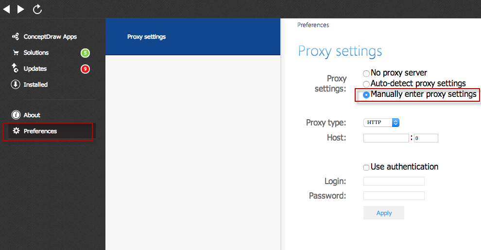 Download ConceptDraw through a Proxy Server