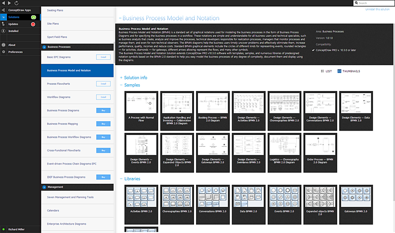 ConceptDraw solutions, templates, libraries