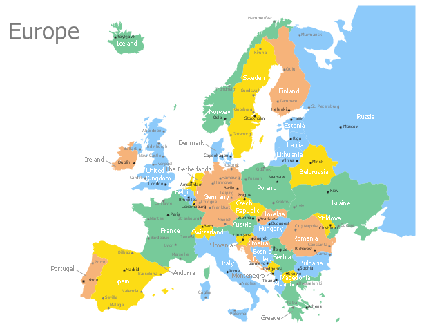Europe Map with Capitals Template