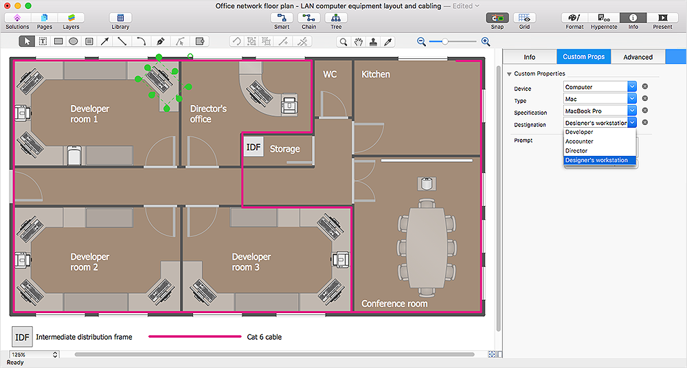 network floor plan custom properties