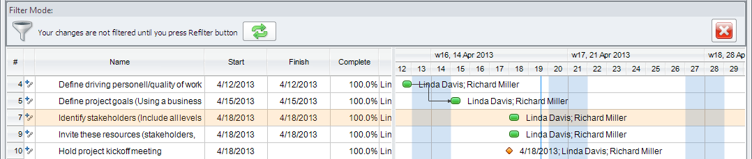 ConceptDraw PROJECT custom project data filter on PC